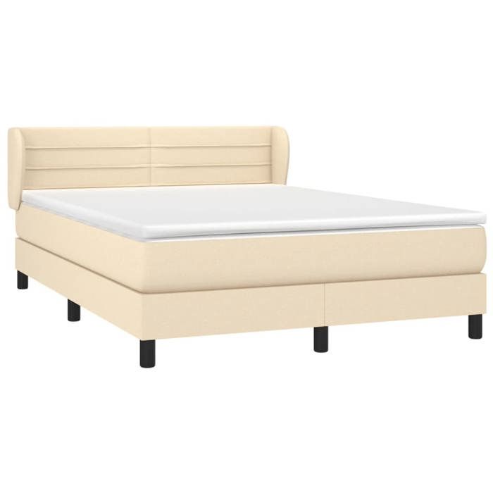 3126330 vidaXL Lit à sommier tapissier avec matelas Crème 140x200 cm Tissu