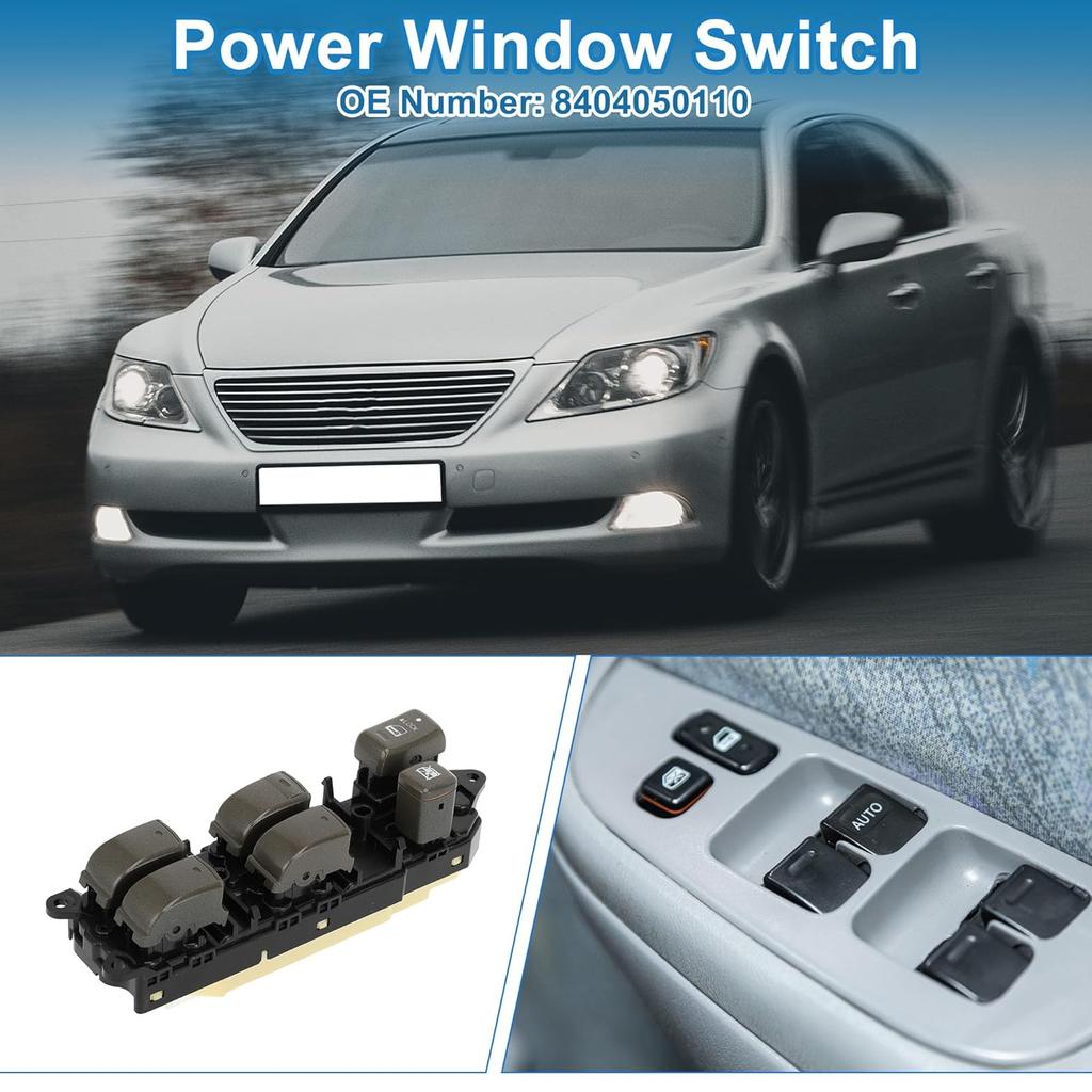 Interruptor de Vidro Elétrico Nº 8404050110 20 pinos Interruptor de Controle de Vidro Lado do Motorista Dianteiro Esquerdo para Lexus LS430 2001-2006 Preto Marrom