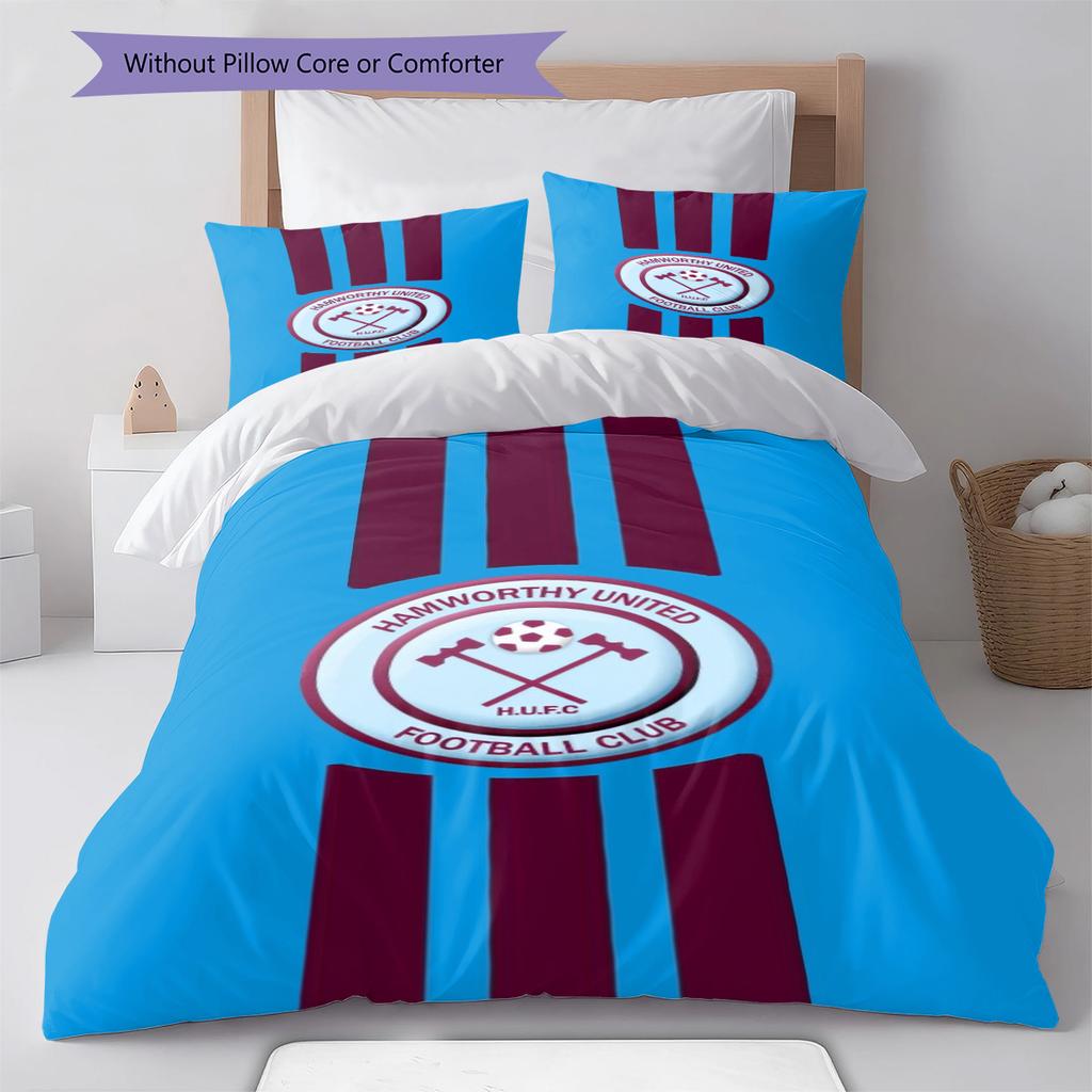 Hamworthy United F.C Pattern Bedding Set Quilt Cover Pillowcase Home Decor Gift (1 * Duvet Cover + 2 * Pillowcase, Without Core)
