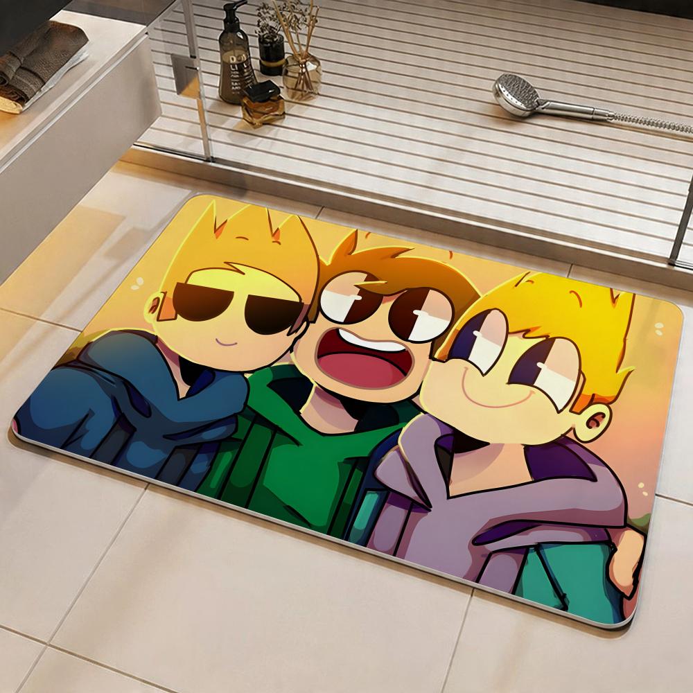 Cartoon E-Eddsworld Floor Mat Eco Diatomite Antibacterial Odor-Resistant Floor Mat & Drain Pad for Kitchen & Bathroom