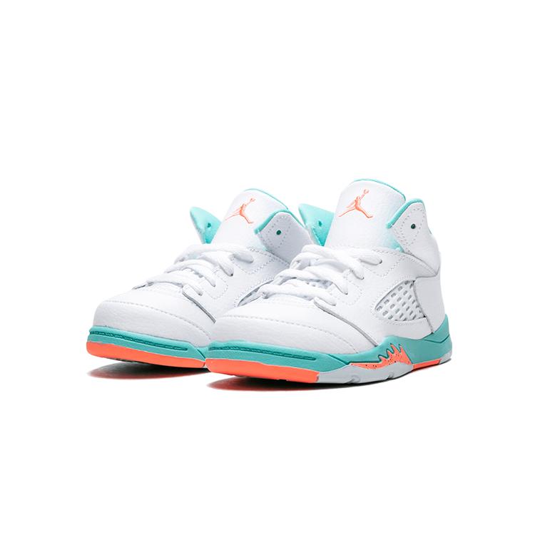 Air Jordan 5 Retro Toddler 'Light Aqua' (Unisex) White / Crimson Pulse-Light Aqua-Black Toddler Shoes 725172 100