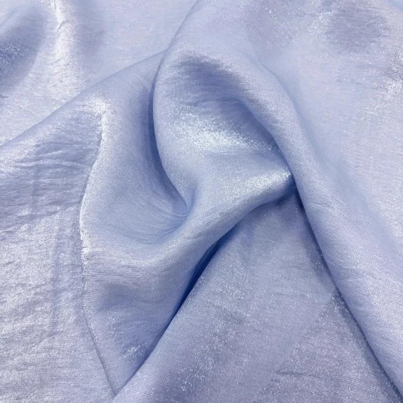 100x145cm Light Blue Glass Silk Linen Tencel Cotton Fabric Drape Pearlescent Luster Fabric DIY Shirts Hair Ties Hanfu Dresses