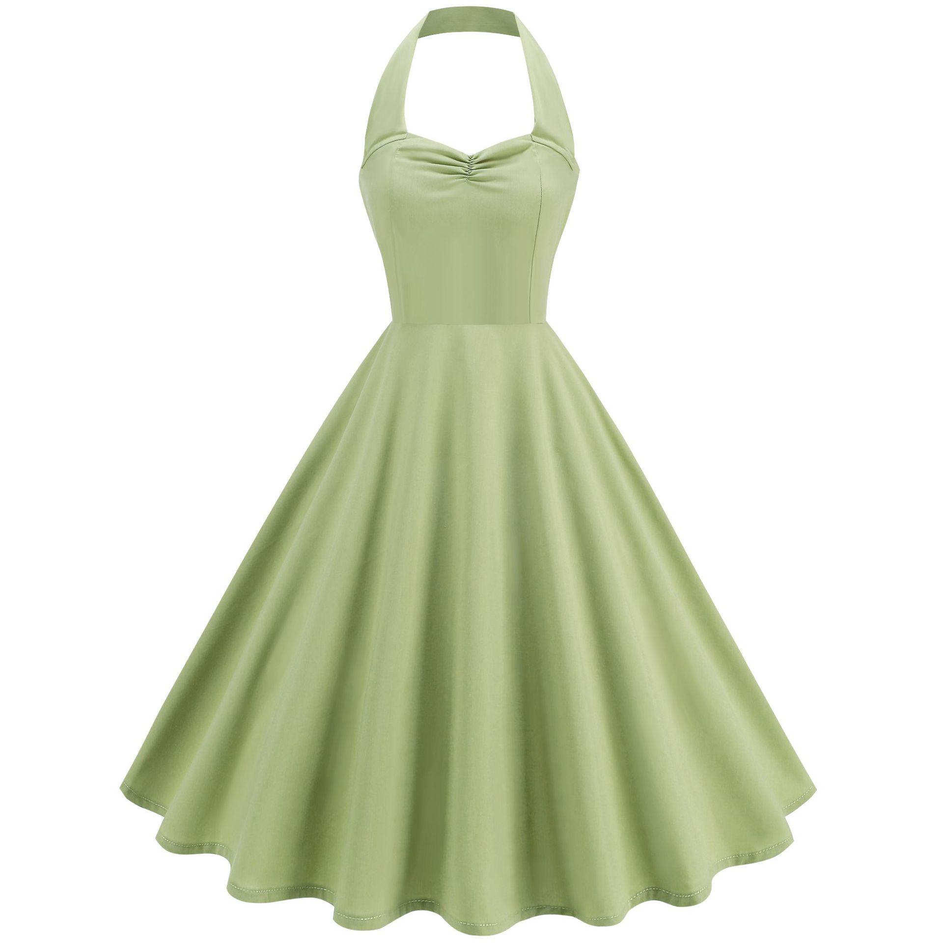 2026 Women s Retro 50s Hepburn Style Little Black Halter Dress - New Arrival L