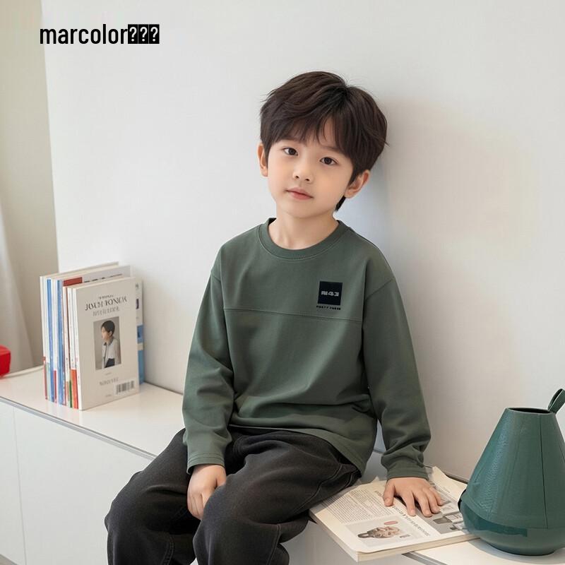 Macale Boys Letter Print Long Sleeve Cotton T-Shirt 130