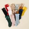 Șosete pentru bebeluși și copii mici de marcă nouă, toamnă iarnă, șosete lungi până la genunchi pentru copii fete, bumbac cu fundă mare, stil spaniol, șosete de podea pentru copii