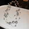 Diamond Water Drop Pearl Beaded Necklace Autumn and Winter French Light Luxury Sweater Chain Fashionable Versatile High-end Jewelry