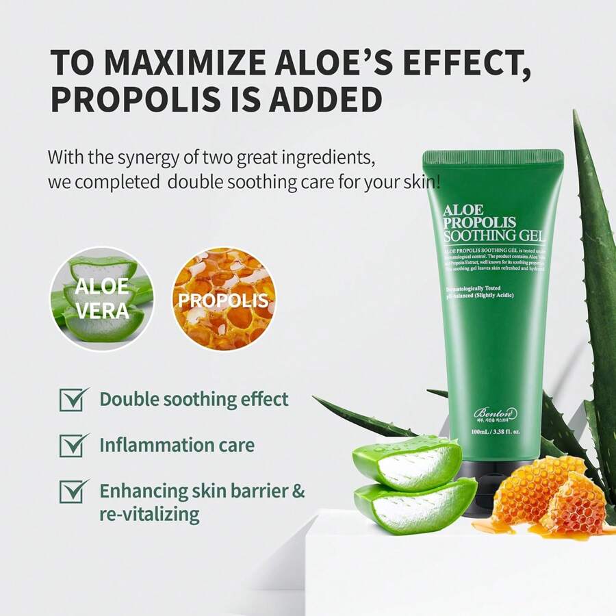 Benton Aloe Propolis Soothing Gel 100ml | Aloe Vera Gel For Sunburn Relief | Aloe Vera Gel For Travel Size | Aloe Vera Gel Moisturizer For Face