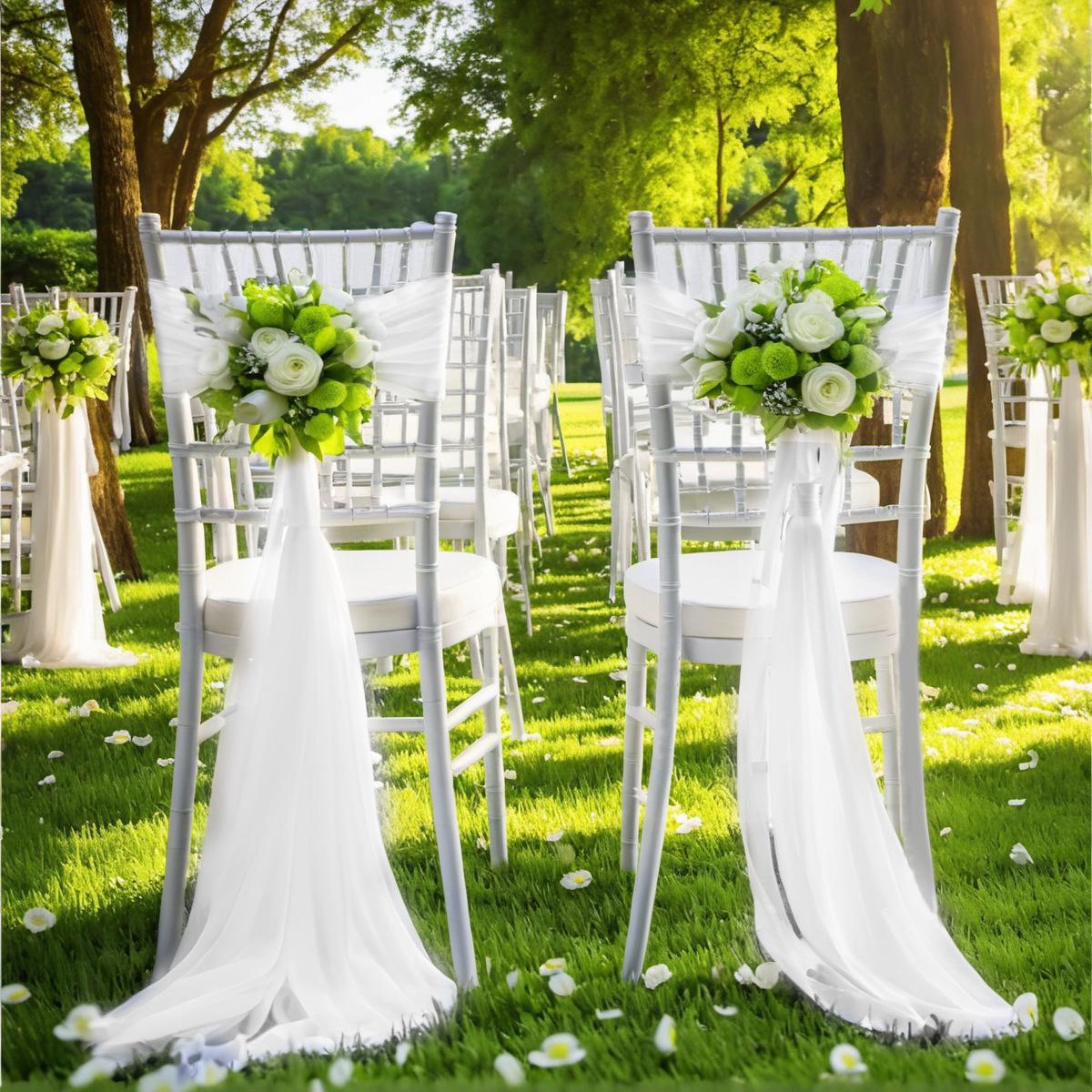 

5pcs Chiffon Sheer Fabric Silk for Boho Sheer Fabric Wedding Arch Overlay Draping Decoration Birthday Party Table Decor білий
