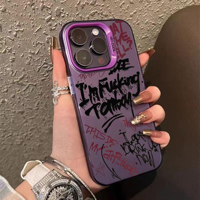 Personalitate Umbră Dublă Dezordonat Englez Telefon Pentru iPhone 16 Pro Max 15 14 13 12 11 Husă Carcasă Funda Coque Bumber Shell