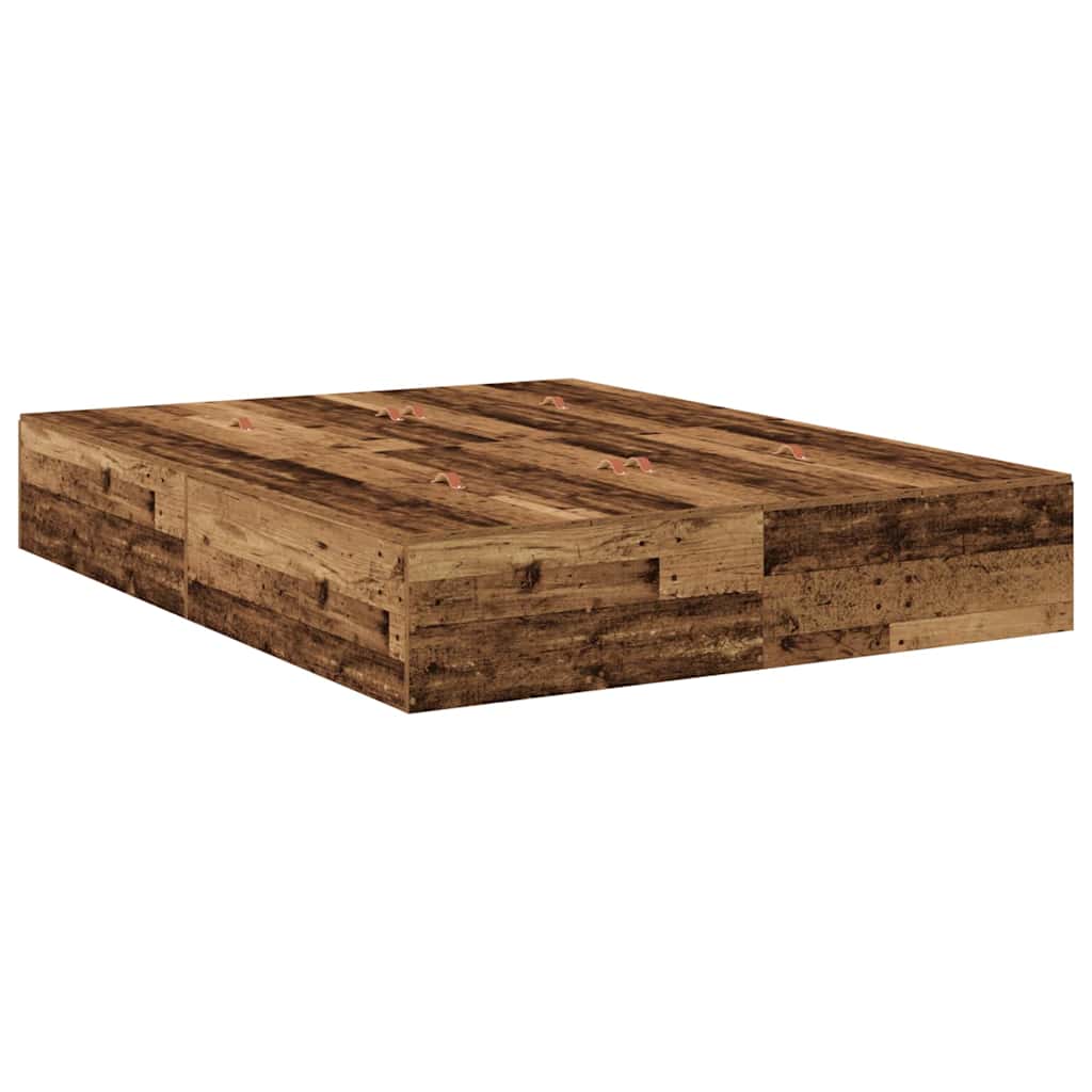 Storage Bed Frame Reclaimed Wood Style 135 x 190 cm Engineered Wood