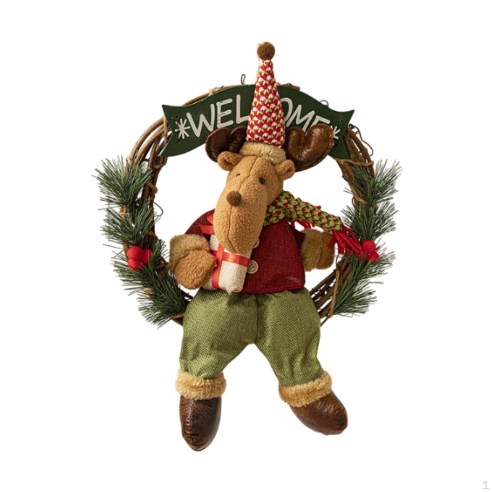 

Искусственный рождественский венок, дверной знак, мультяшный зимний венок Elk