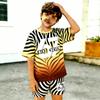 Gradient Zebra Color 67 Printed Kids T-shirt and Shorts 2 Piece Set Summer Casual Outfit for Boy's and Girl's Kids Clothing Top