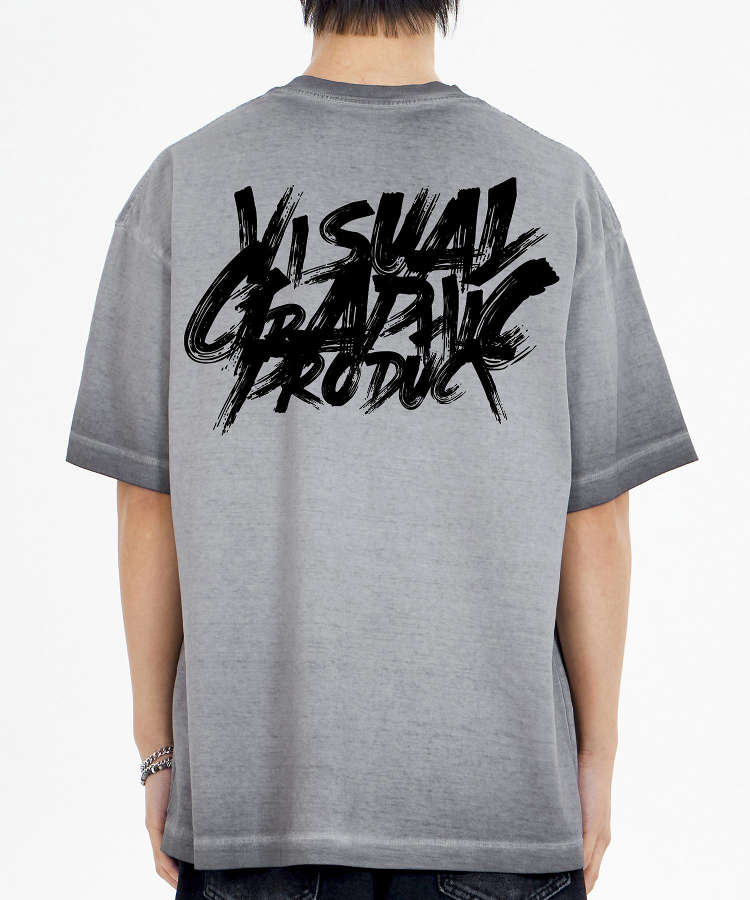 Biel Paint Graffiti Logo Pigment Short Sleeve T-Shirt Gray M