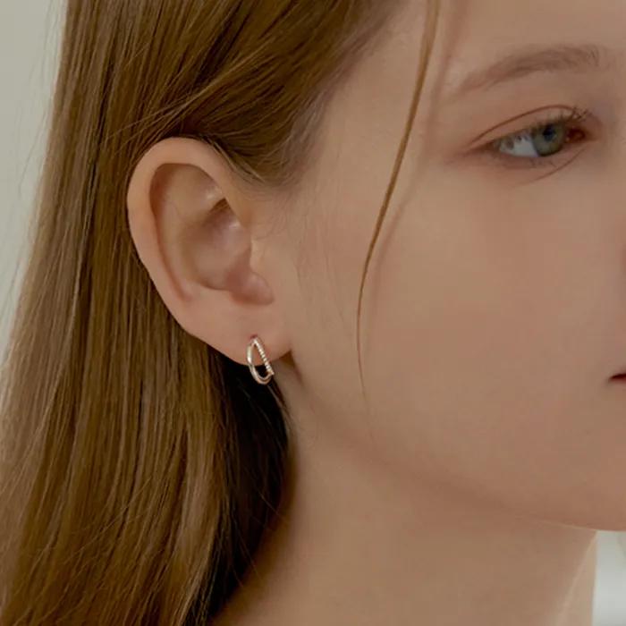 [Silver925] Dot To Line Hoop Earring