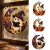 Acessórios Divertidos para Pátio 2D Lua Fantasma Abóbora Vitral Acrílico, Ornamento Pendurado para Janela de Halloween Exterior de Fazenda, Outono Ação de Graças