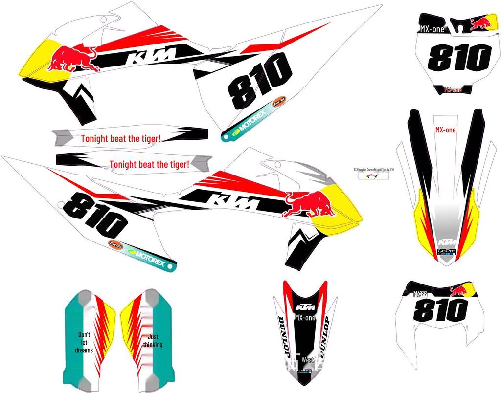 Compatible Decals for 19-22 KTM SX250F EXC, Kaixi Hengjian, Bosuer X6, Mingfu Off-Road Motorcycles