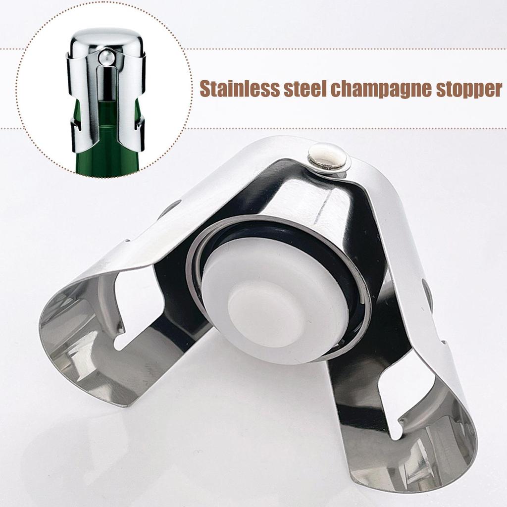 Portable Steel Champagne Bottle Stopper Shiny Wine Bottle Stopper Sealer, Leak-proof Bubble Sealing Tools Wine Beer Cork Plug