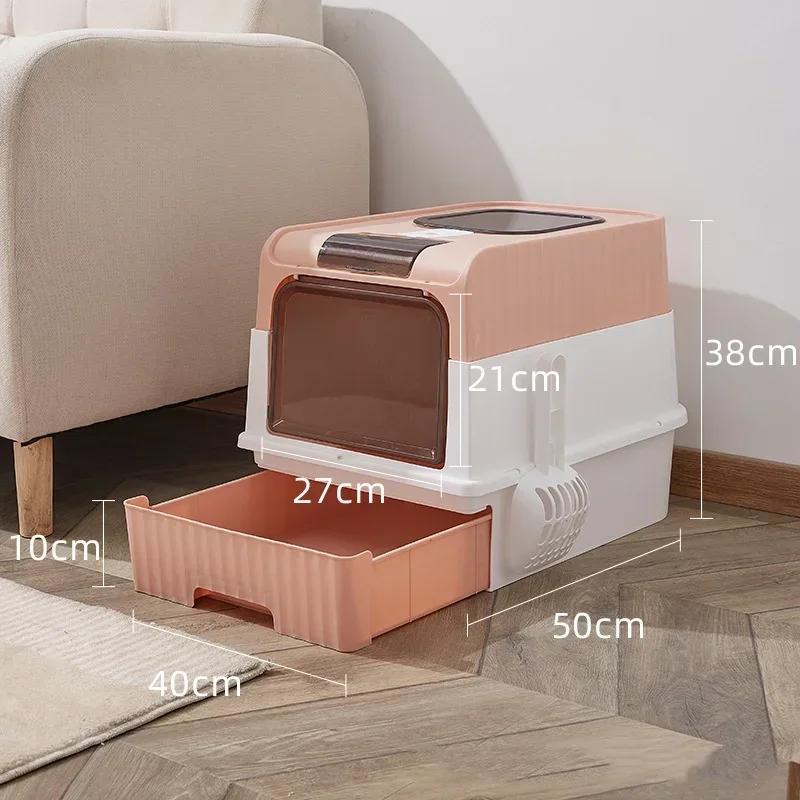 Fully Enclosed Cat Litter Box with Drawer, Odor Control Splash Proof Toilet, UV Sterilization, Large Hooded Kitty Litter Tray