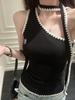 2025 Women's Black Slim Off-Shoulder Sleeveless Vest - Summer Fashion