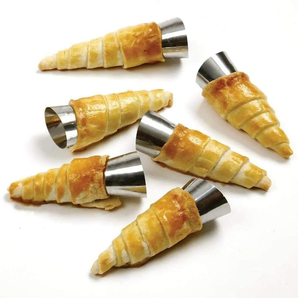 5 Pcs Cream Horn Molds Stainless Steel Cone Tubular Shaped Mold Baking Cones Horn Pastry Roll Kitchen Cookie Dessert Tool
