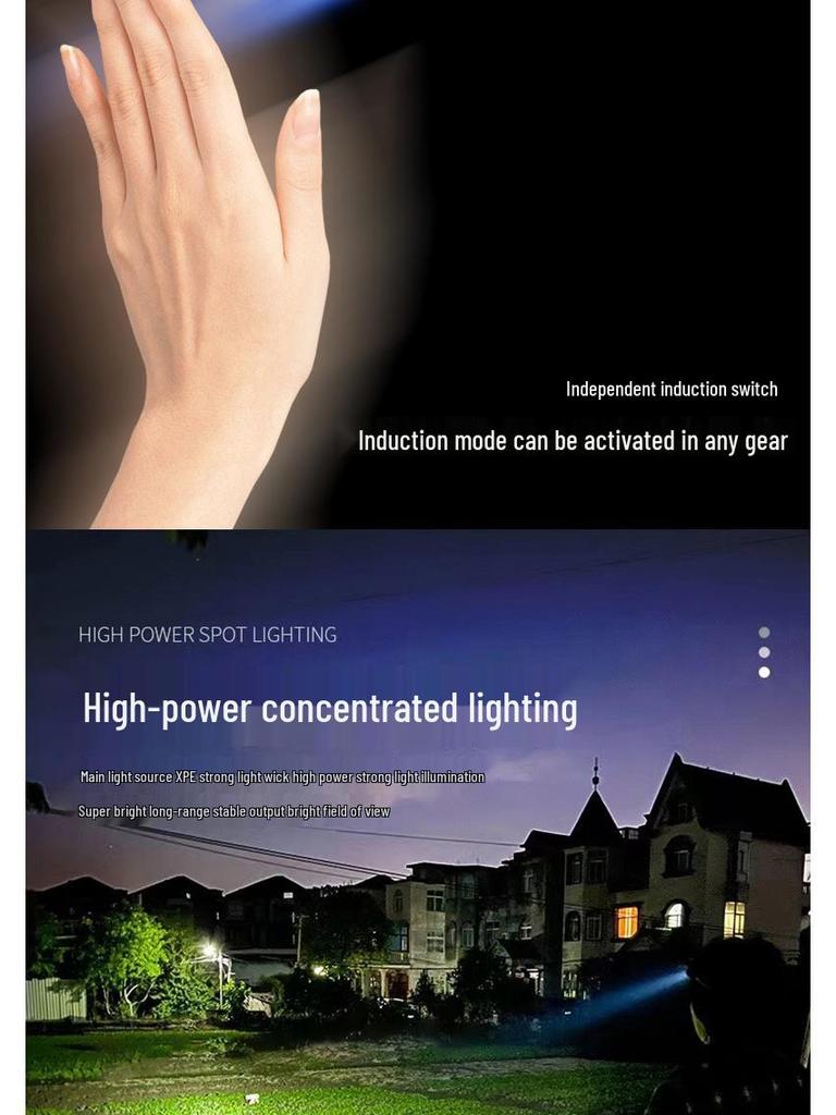 Rechargeable Dual Beam Headlamp with Magnetic Clip for Night Fishing and Outdoor Use