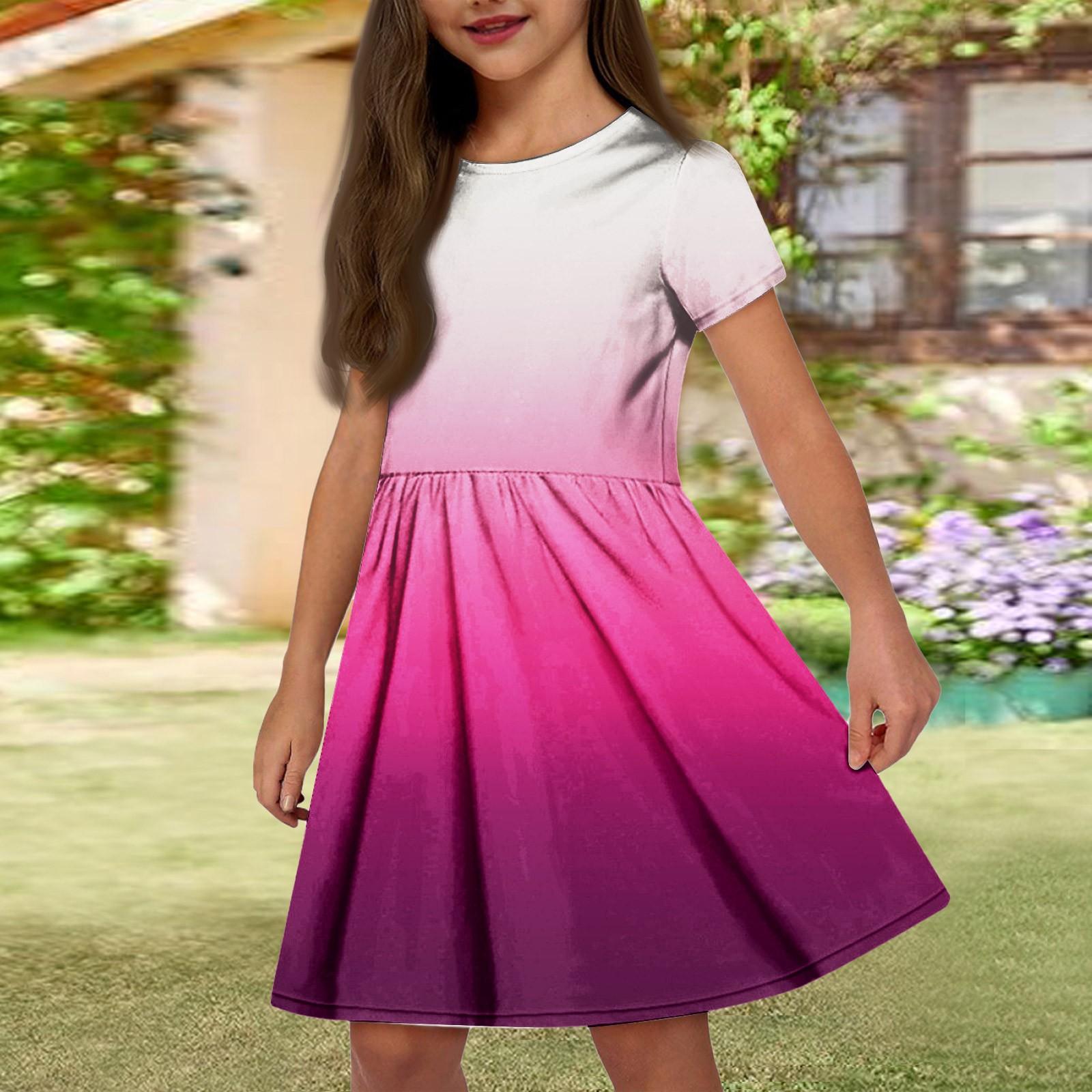 

Летнее платье для девочек, однотонное платье без рукавов с принтом и карманом, повседневное платье, вечернее платье с короткими рукавами 160 арбуз красный