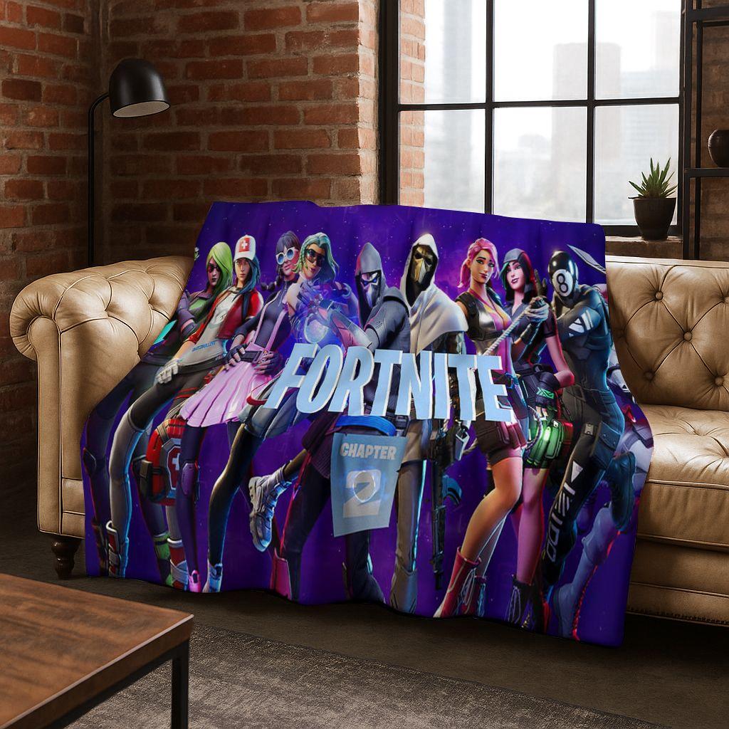 3D F-Fortnite Game Cartoon Flannel Blanket Soft Warm Throw Blanket for Bed Bedroom Room Living Room Travel Camping Kids Gift