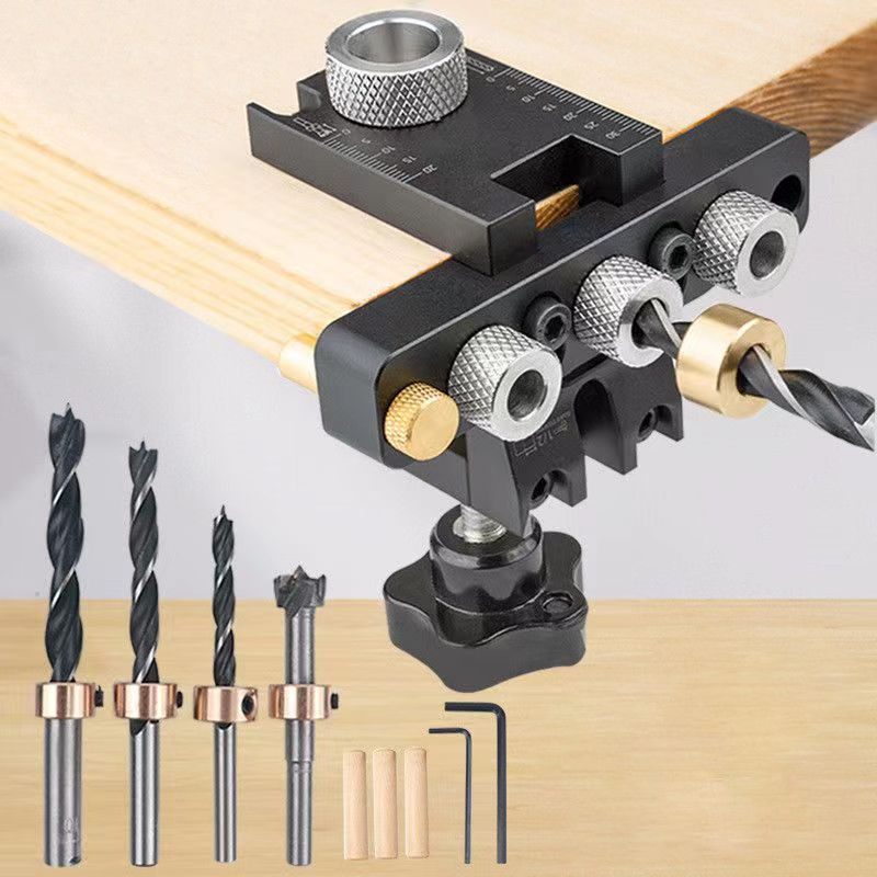 Precision Doweling Jig Master Kit Woodworking 3 In 1 Adjustable Pocket Hole Dowel Cam Jig Wooden Tenon Drilling Guide Locator