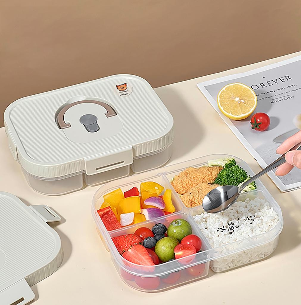 Microwave Plastic Divided Lunch Box With Lid Large Capacity Food Container For Hot And Cold Food Kids Students Sealed Bento Box