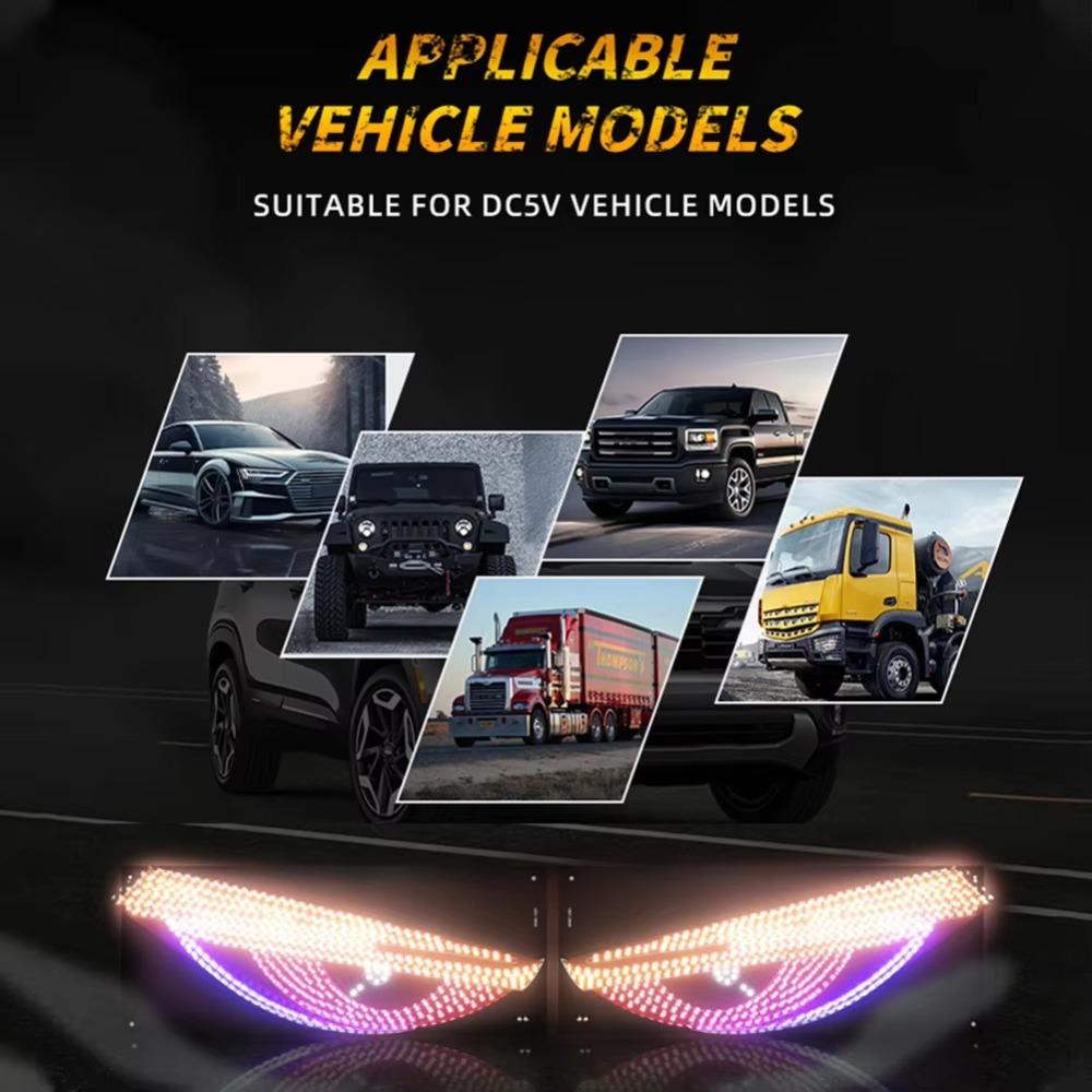 RGB Dynamic Truck Devil Eyes Light Multi-Mode Pixel Panel Lamp Creative Demon Eye Light  Car Decor