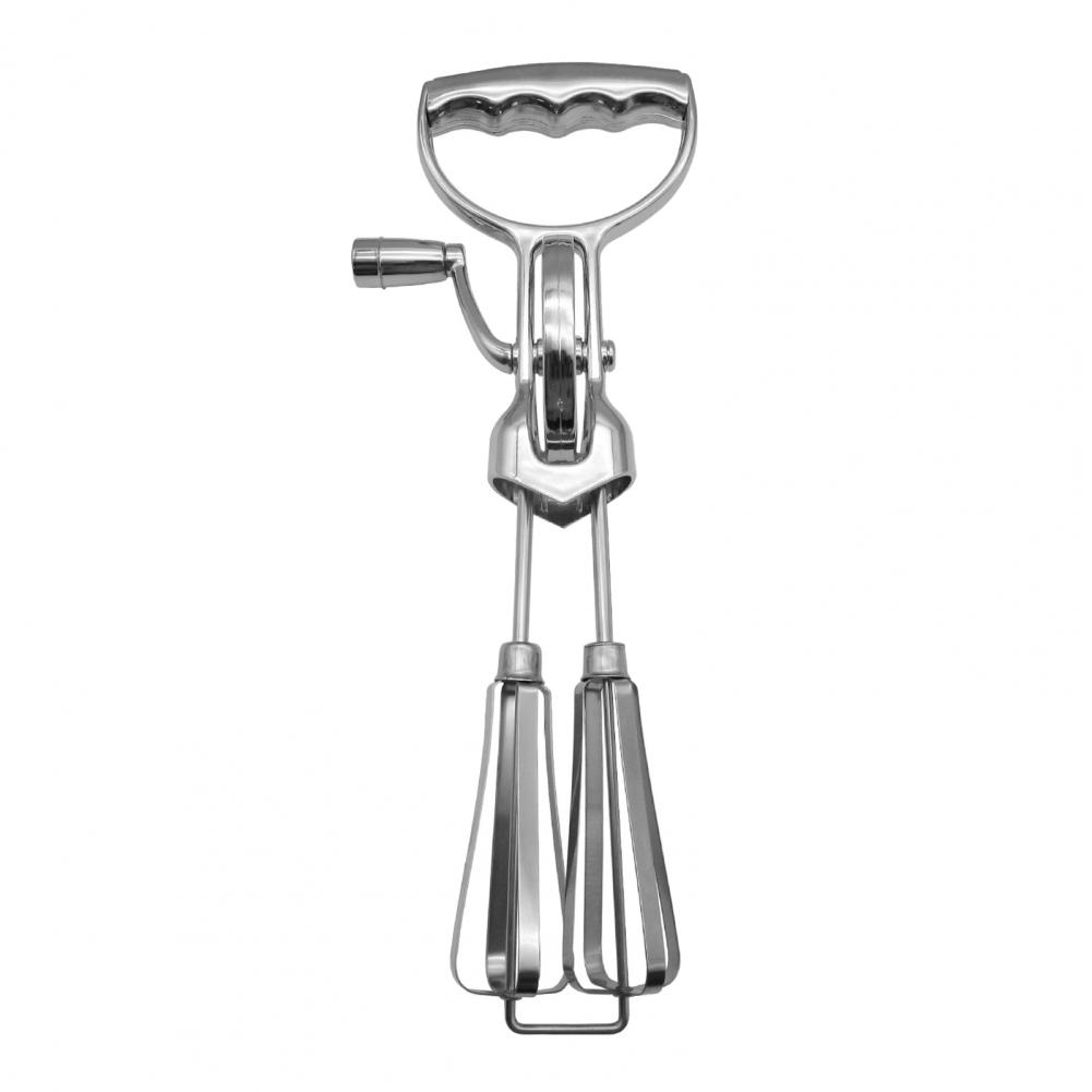 

Ручной миксер для взбивания яиц из нержавеющей стали 31 см, двухголовочный ручной вращающийся венчик-блендер, универсальный кухонный инструмент для выпечки и приготовления пищи серебряный