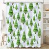 Vintage Forest Tree Christmas Shower Curtain Green Xmas Decorations for Bathroom Polyester Fabric Waterproof Window Hanging Size