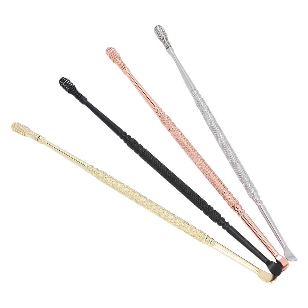 4 Colors Stainless Steel Double Head Ear Spoon 360 degrees Spiral Earwax Remover Cleaning Tool