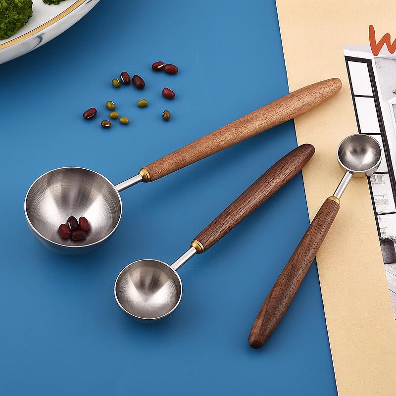 Abay 304 Stainless Steel Measuring Spoons with Walnut Handle