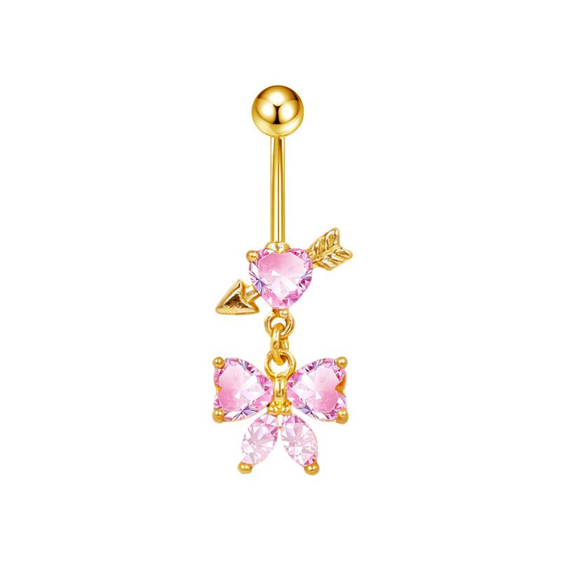 Gaibei Heart-shaped Bow Navel Ring - European & American Trendy Style Belly Button Jewelry
