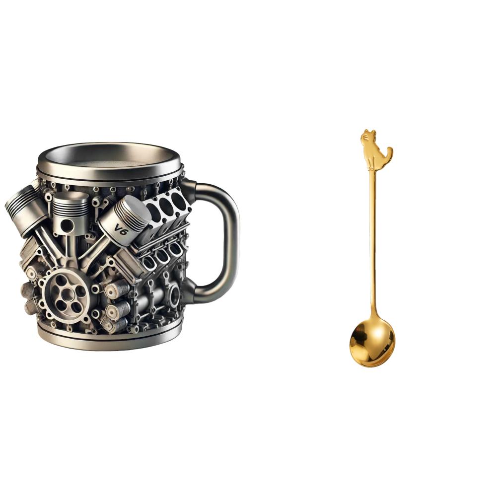 1/2 Piezas Taza de Café con Diseño de Motor de Coche 3D Taza de Acero Inoxidable y Resina Tazas de Cerveza Accesorios Divertidos para Beber Para el Hogar y la Oficina Bar