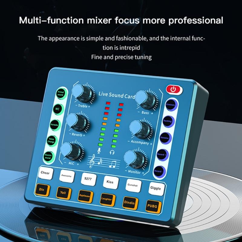 Professioneller Soundmixer Live-Soundkarte Stimmwechsler Effekte und Stimmwechsler Studioausstattung für Streaming