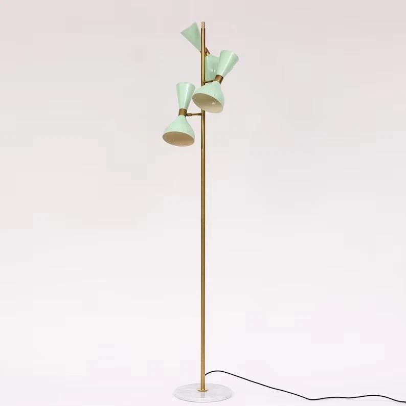 

1920s Mid Century Italian Style Brass Floor Lamp with Base and Cone Shaped