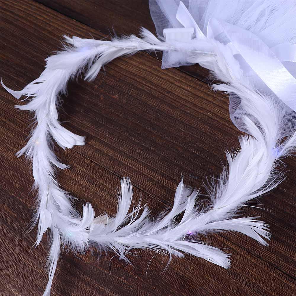 Feather White Veil Bridal LED Light Bride Veil Korean Bride Headwear Headbands Women Wedding Veil