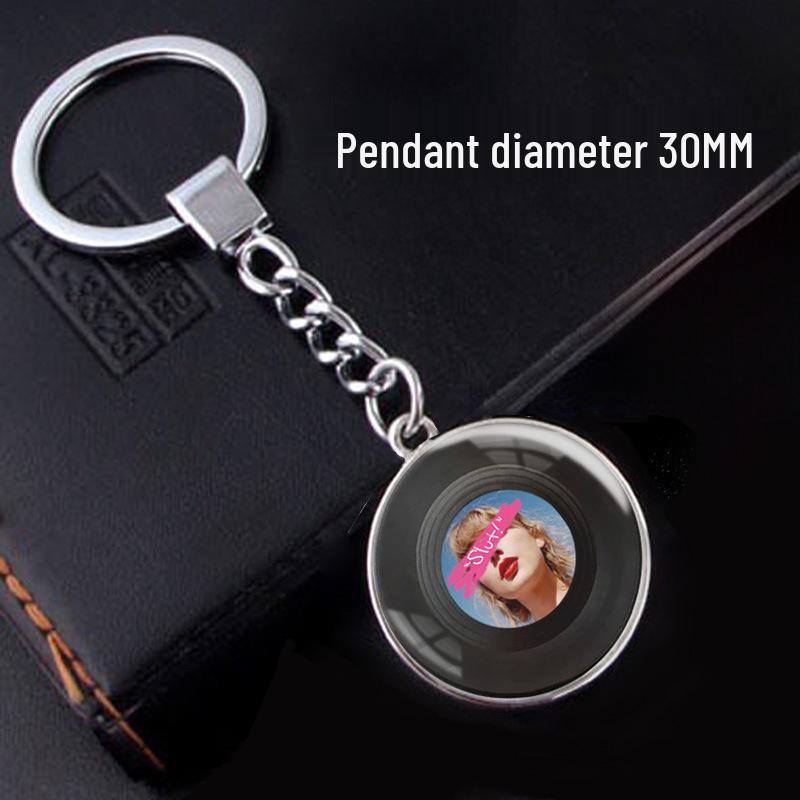 Taylor Swift Vinyl Record Time Gem Pendant Keychain