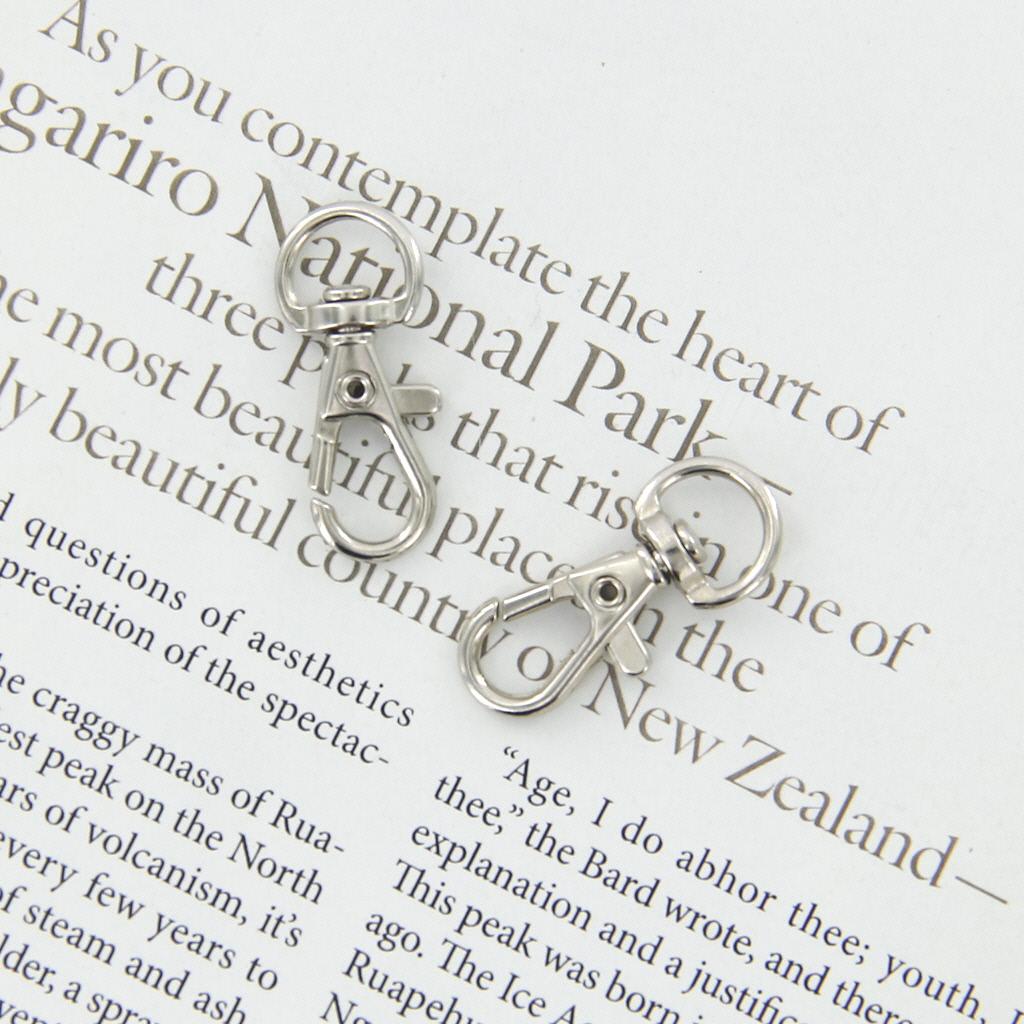 30pcs Silver Metal Snap Hook Clip Keychain Clasp 30mm