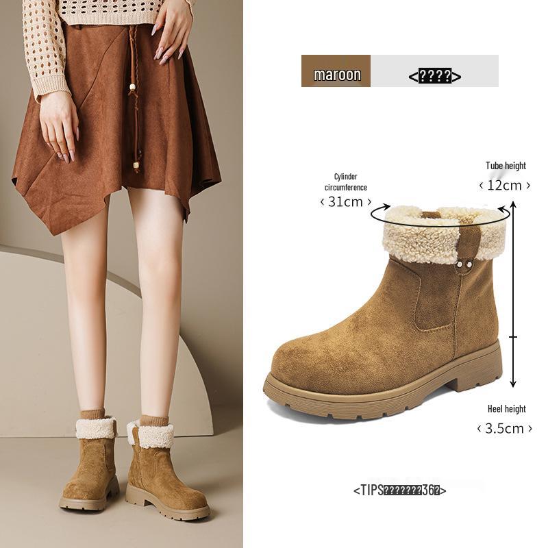 Women's 2025 Winter Fashion Snow Boots: Chunky Heel Ankle Boots with Thick Sole and Velvet Lining