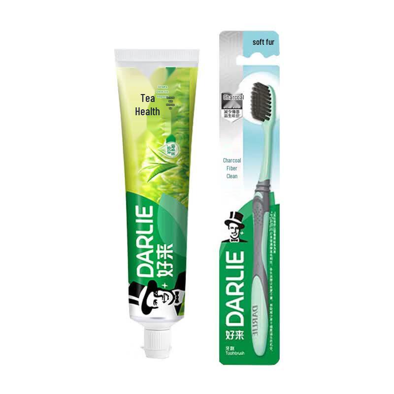 Darlie Charcoal Toothbrush & Cha Beijian Longjing Green Tea Toothpaste Set