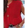 Pocket Sleeveless Knit Vest Cardigan Pocket Sleeveless Sweater Vest Cardigan