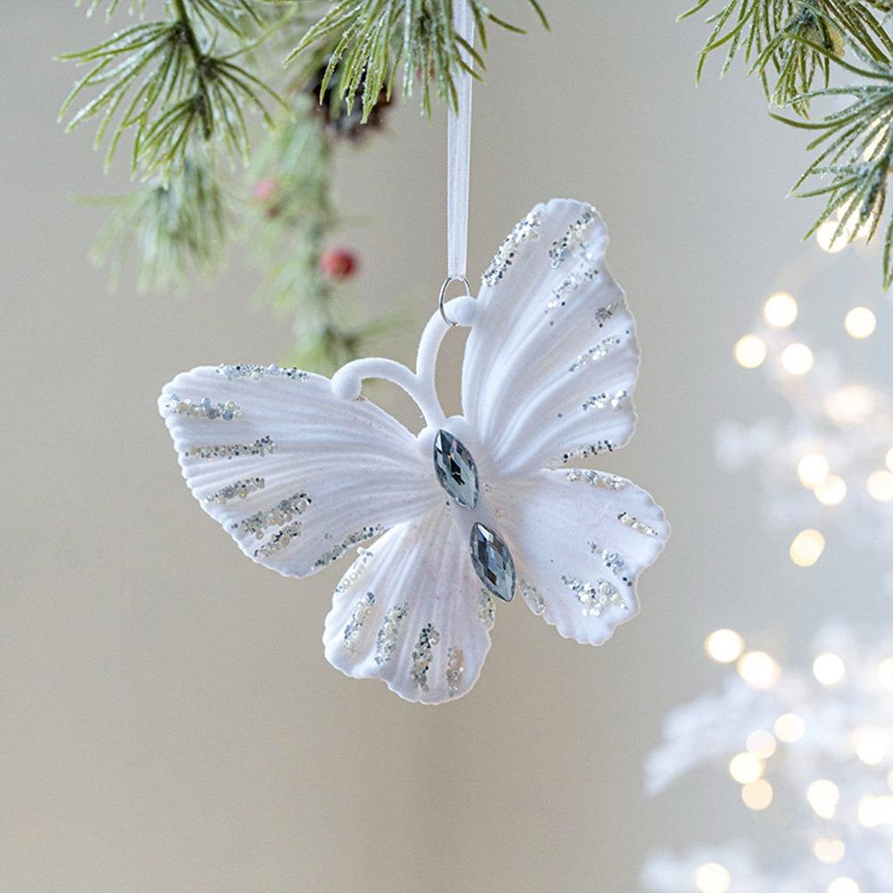 Flocking Christmas Hanging Pendants White Christmas Tree Ornament Xmas Ball  For Christmas