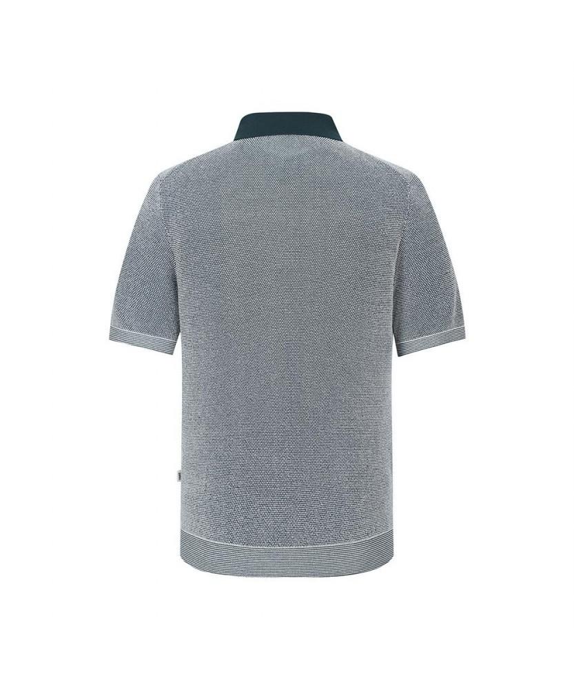 Dagseusyeocheu Two-Tone Jacquard Short Sleeve Collared Knit Green_Dls1Swts103E1
