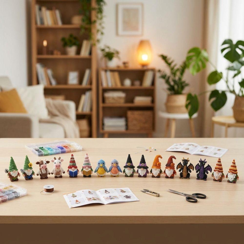 Gnome Handmade Bead Art Set Vibrant Tube Beads Animal Beaded Ornament School Project