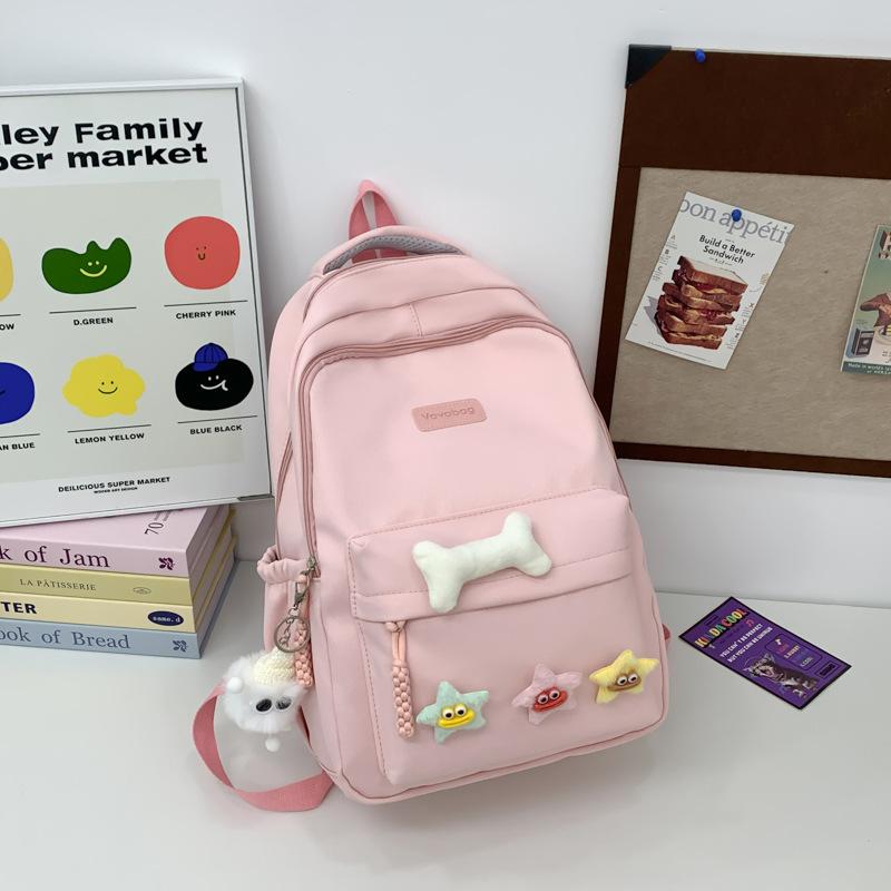Large Capacity Schoolbag Female Simple Joker Japanese Ins Wind Campus Solid Color Backpack