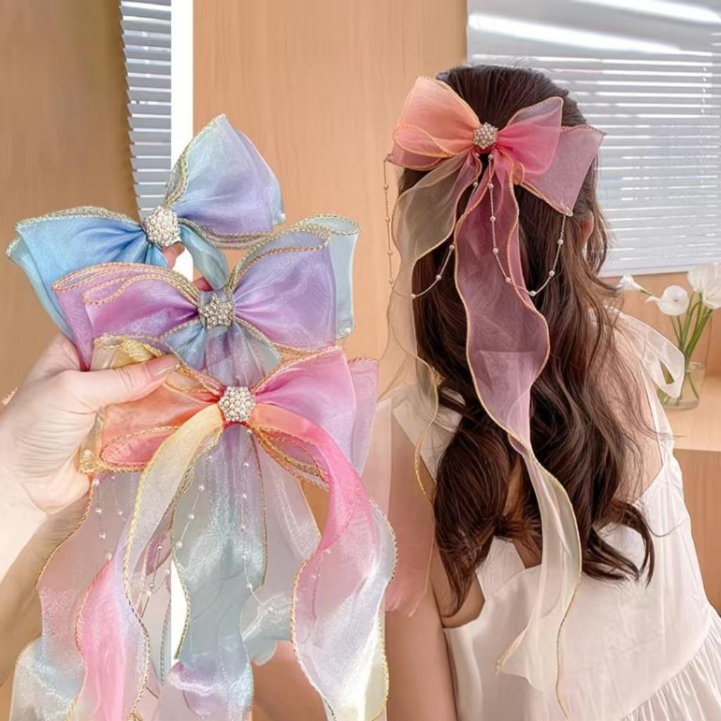 Children's headbands, rainbow bows for girls, braided hair clips, hair accessories, princess ponytails, ribbons, hairpins