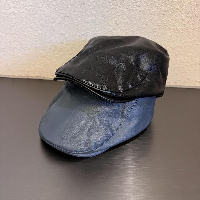 Pu Leather Black Beret Hat For Women With Sunshade And Warmth For Autumn Winter Fashion